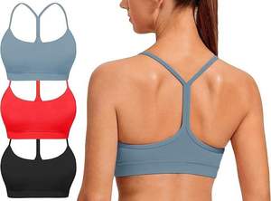 Soutien-gorge de sport bleu clair pour femme, maintien élevé, respirant, haut de fitness, conception sans couture - Product Image 4