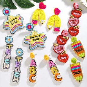 Pendientes Artesanales Clásicos Étnicos de Algodón con Cuentas, Ligeros, en Forma de Mariposa, Bordado con Cuentas de Semillas, Suministros Personalizables para Abalorios - Product Image 2