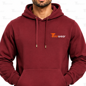 Sudadera con Capucha Color Granate para Hombre, 100% Algodón, Felpa Francesa, Corte Regular, Informal, con Bolsillo Frontal con Logotipo, Diseño Otoñal - Product Image 5