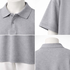 Polo Personalizado para Hombre, Talla Grande, Color Gris Jaspeado, Manga Corta, Corte Holgado, Mezcla de Algodón, Estilo Casual Urbano, Polo Liso al por Mayor - Product Image 3