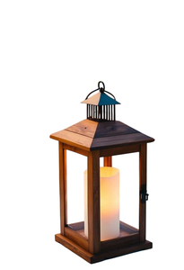 Elegante Farol Decorativo de Metal y Madera para el Hogar con Acabado Plateado Mate, Farol para Velas para Decoración de Interiores y Exteriores Hecho a Mano - Product Image 6