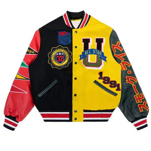 Veste universitaire sur mesure OEM avec col montant et broderie chenille du logo personnalisé – Veste universitaire streetwear à prix abordable - Product Image 5