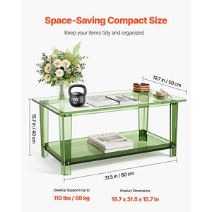 Tavolino Moderno Rettangolare in Acrilico con Ripiano Portaoggetti per Sala da Pranzo - Product Image 3