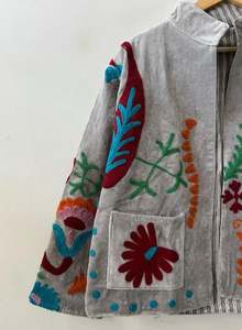 Suzani Winter Jacket Ethnic Chic Outerwear Vintage Style Suzani Jacket Embroidery Velvet Winter Jacket Vintage Coat Unisex - Product Image 3