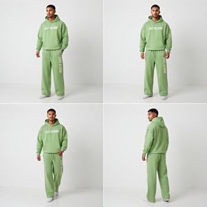 Ensemble de survêtement personnalisé haut de gamme pour homme, sweat à capuche en molleton de coton épais et pantalon de survêtement ample, style streetwear tendance - Product Image 6