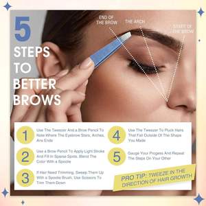 Juego de 9 Pinzas para Cejas Curvas de Acero Inoxidable, Ecológicas, de Lujo y Moda, con Punta Inclinada - Product Image 3