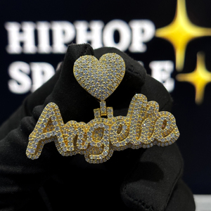 Collar con Colgante de Corazón Hip Hop Personalizado, Plata de Ley 925, Moissanita VVS, Chapado en Oro Rosa, Letra en Letras Mayúsculas - Product Image 4