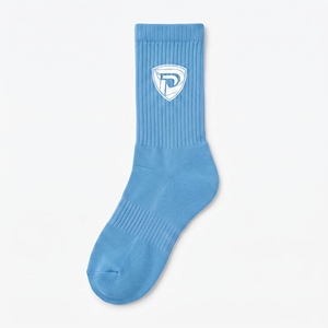 Dumela Men's Light Blue Crew <b>Socks</b> Solid <b>Color</b> Cotton Knitted Breathable Casual Wear Spring Season - Product Image 1