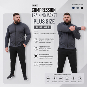Plus Size Men's Training <b>Jackets</b> Muscle Fit Gym Compression <b>Jackets</b> Men Custom Printed Polyester Full Zipper Men Workout <b>Jacket</b> - Product Image 5