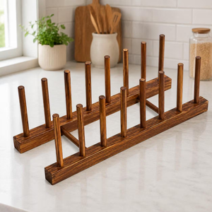 Support à assiettes en bois, accessoires de cuisine, égouttoir à vaisselle en bois, best-seller - Product Image 6