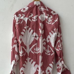 Camisa Casual con Estampado Floral para Mujer, Hecha a Mano con Tela de Algodón Suave, Cuello con Botones, Transpirable, para Verano, Roja y Blanca, en Oferta - Product Image 4