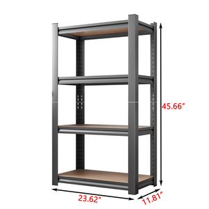 Support de rangement à 4 couches à hauteur réglable pour étagère en bois de garage de cuisine en noir 11.81 \ "D X 23.62 \" W X 45.66 \ "H nécessite un assemblage - Product Image 2