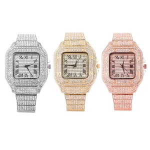 Reloj de cuarzo para hombre con diseño de diamantes, estilo hip hop, correa de acero con estrellas incrustadas, en oferta. - Product Image 1