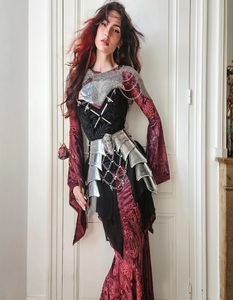 Set di Armatura in Acciaio Inossidabile con Corazza a Maglia, Protezioni per Spalle, Braccia e Vita, Costume Cosplay Fantasy Angelo Croce, Placcato Argento, Capodanno - Product Image 3
