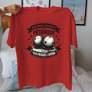 PETANQUE P tanque et apéritif design pur coton Tshirt femme confort fit - Product Image 4