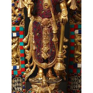 16 \ "Lord Vishnu de pie en Kirtimukha Throne con Garuda Escultura de latón Trabajo de incrustaciones intrincadas Colección de esculturas elegantes - Product Image 3