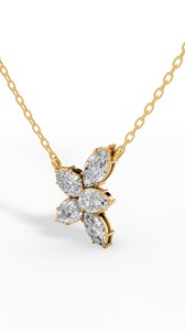 Collier de luxe en or massif 18 carats avec diamant de laboratoire taille poire florale et taille marquise, incolore VVS, pour mariage, anniversaire, fête - Product Image 6