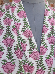 Kimono en coton imprimé fleur indienne unisexe Robe de plage pour adultes avec cordon de serrage pour hommes et femmes - Product Image 2