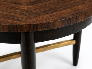 Simple <b>Midcentury</b> Modern Oval <b>Coffee</b> <b>Table</b> with Wood Top and Brass Accents Handmade - Product Image 2