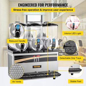 Macchina Commerciale per Bevande Congelate in Acciaio Inox 1200W, 3 Serbatoi da 15L, Produttore di Margarita Commerciale con Regolazione della Temperatura per Bevande - Product Image 6