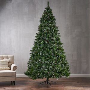 9 ft Glitter Bristle Mixed Hinged Christmas Tree with 72 Red Berries 73 Pine Cones 2099 Branch Tips - Product Image 4