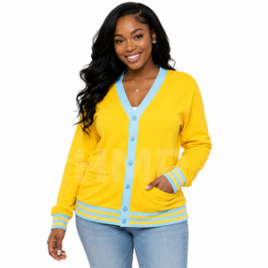 HMR <b>Women</b> Sisterhood Sorority Embroidered Knitted <b>Coat</b> Autumn/Winter <b>Single</b> <b>Breasted</b> V Neck Sweater Cardigan - Product Image 1