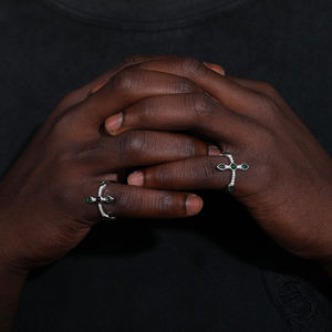 Women's Platinum Cross <b>Ring</b> With <b>Emerald</b> And Diamond Accents Religious Style - Product Image 4