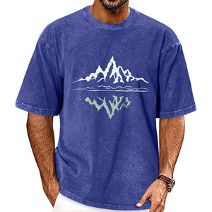 T-shirts pour hommes à manches courtes, style vintage, délavés, basiques, amples, 2026 - Product Image 1