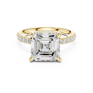 Anillo de Compromiso de Diamantes Cultivados en Laboratorio con Certificación IGI, Oro Sólido de 14K, Corte Asscher de 4 CT y Corte Brillante Redondo, para Mujer - Product Image 1