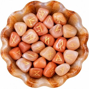 Ensemble de pierres runiques en aventurine rouge, 25 pièces de runes vikings Elder Futhark, pierres de divination nordiques pour cadeaux spirituels - Product Image 4