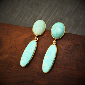 Natural Amazonite and 18K <b>Gold</b>-Filled Luxury <b>Dangle</b> <b>Earrings</b> Elegant Drop Design-Gift for Her - Product Image 5