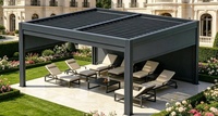 Gazebo de jardin extérieur à toit rigide avec structure en aluminium finition charbon et toit pyramidale pour villas et jardins toute l'année