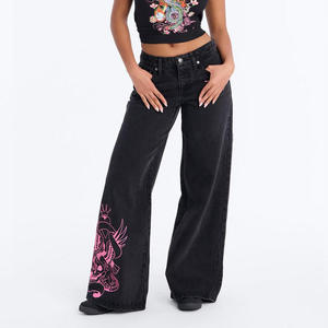 Traje de Pantalón Bordado para Mujer - Cuello Redondo Informal, Color Sólido, Colección Primavera-Otoño, Rayón Cómodo y Elegante, Pantalones para Dama - Product Image 2