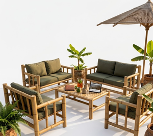 Sillas Plegables de Bambú Modernas para Exteriores con Cojines para Jardín y Patio, Juego de Sillas de Bambú Hechas en Vietnam - Product Image 4