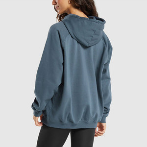 Sweat à capuche oversize pour femme, couleur unie, en molleton, manches longues, décontracté, pour l'automne, 100% coton, respirant, coupe classique - Product Image 2