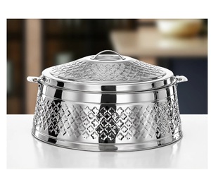 Plat de service rond en acier inoxydable martelé argenté avec couvercle, plat de service décoratif pour buffet, plat de service pour la maison - Product Image 6