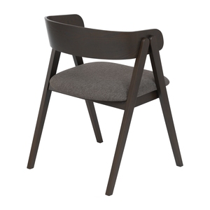 Fauteuil de salle à manger de luxe moderne avec dossier en bois courbé, rembourré, style mi-siècle, en bois massif, prêt à être expédié - Product Image 4