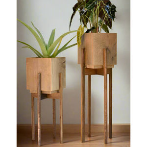 Pots à plantes modernes en bois massif, jardinière carrée avec support, décoration intérieure, porte-pot de fleurs, pots de décoration de jardin faits à la main - Product Image 1
