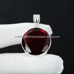 Colgante natural de Plata de Ley 925 colgante de piedras preciosas granate colgante hecho a mano colgante de aniversario hermoso colgante de mujer - Product Image 4