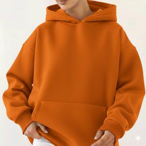 Sweat à capuche décontracté pour femme, coupe ample, tricot doux 100 % coton respirant, service OEM de haute qualité, idéal pour l'hiver, élégant - Product Image 5