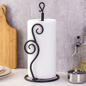 Portaobjetos de Comedor de Metal Negro Mate Estilo Industrial Rústico con Dispensador de Rollo de Papel de Cocina - Product Image 2