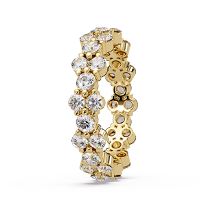 Anillo de Compromiso Clásico de Oro Puro de 14K con Diamantes Cultivados en Laboratorio de Corte Redondo y Engaste Compartido, Anillo de Eternidad Completo para Mujer - Product Image 2