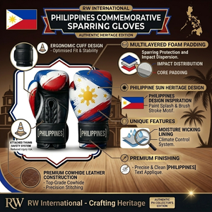 Guantes de Boxeo de Piel de Vacuno Ligera de Primera Calidad con la Bandera de Filipinas, Cierre de Gancho y Bucle, Impresión por Sublimación, Guantes de Entrenamiento - Product Image 4