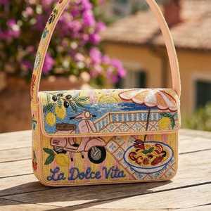 Bolso de Hombro Artesanal con Cuentas, Lentejuelas y Borlas, con Cierre de Cremallera, para Playa, Estilo Castillo de Arena, Bolso de Verano Costero - Product Image 1