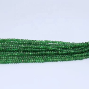 Cuentas de Rondelle lisas de tsavorita de 2,5-4mm de calidad AAA, cuentas lisas de 16 pulgadas, hebra de piedras preciosas naturales para la fabricación de joyas - Product Image 1