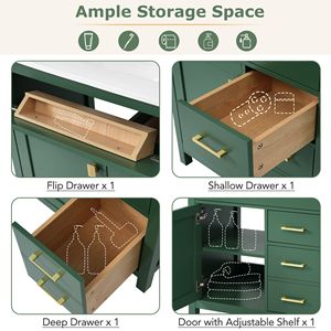 Mobile da Bagno Verde da 30 Pollici con Lavabo in Ceramica per Bagni Piccoli, Offre Ampio Spazio di Archiviazione - Product Image 6