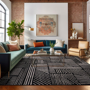 Modern Outdoor Rectangular <b>Rug</b> Embroidered with Recycled Polyester Yarn for Home Hotel Living Room or Office <b>Space</b> - Product Image 2