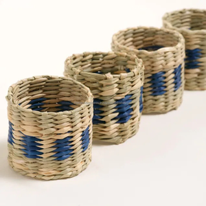 Servilleteros Vintage Seagrass para decoración del banquete de boda tejidos a mano ecológicos duraderos accesorios de mesa de restaurante suministrados - Product Image 4