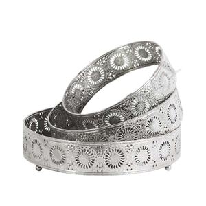 Bandeja de desayuno de forma redonda con acabado de Color plateado de tendencia industrial para servir alimentos y frutas secas a precio al por mayor con logotipo personalizado - Product Image 1