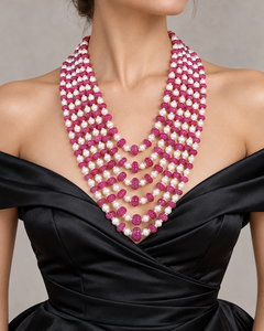 Collier en perles de pierres précieuses naturelles rubis et perles, bijoux en forme de citrouille - Product Image 2